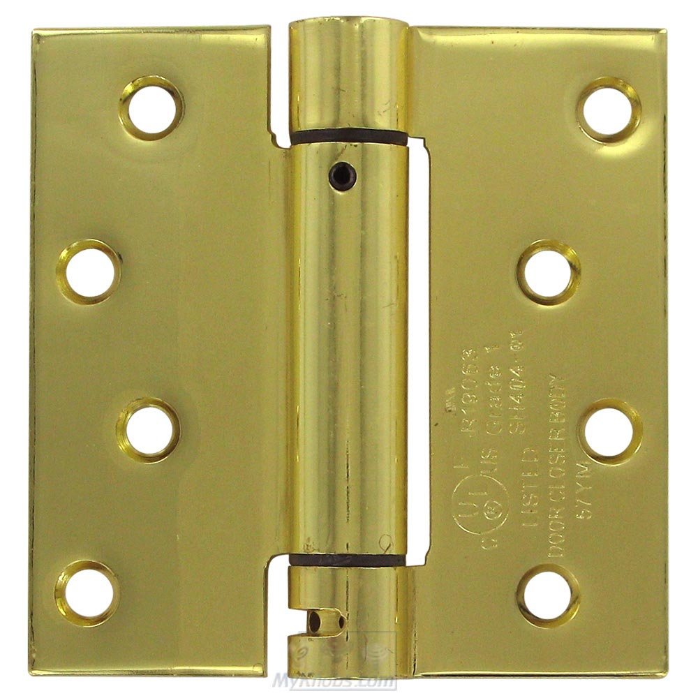 Deltana 4" x 4" Standard Square Spring Door Hinge (Sold Individually) in Polished Brass