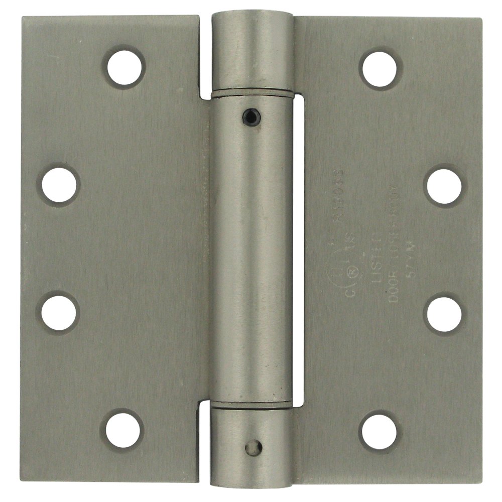 Deltana 4 1/2" x 4 1/2" Standard Square Spring Door Hinge (Sold Individually) in Brushed Nickel