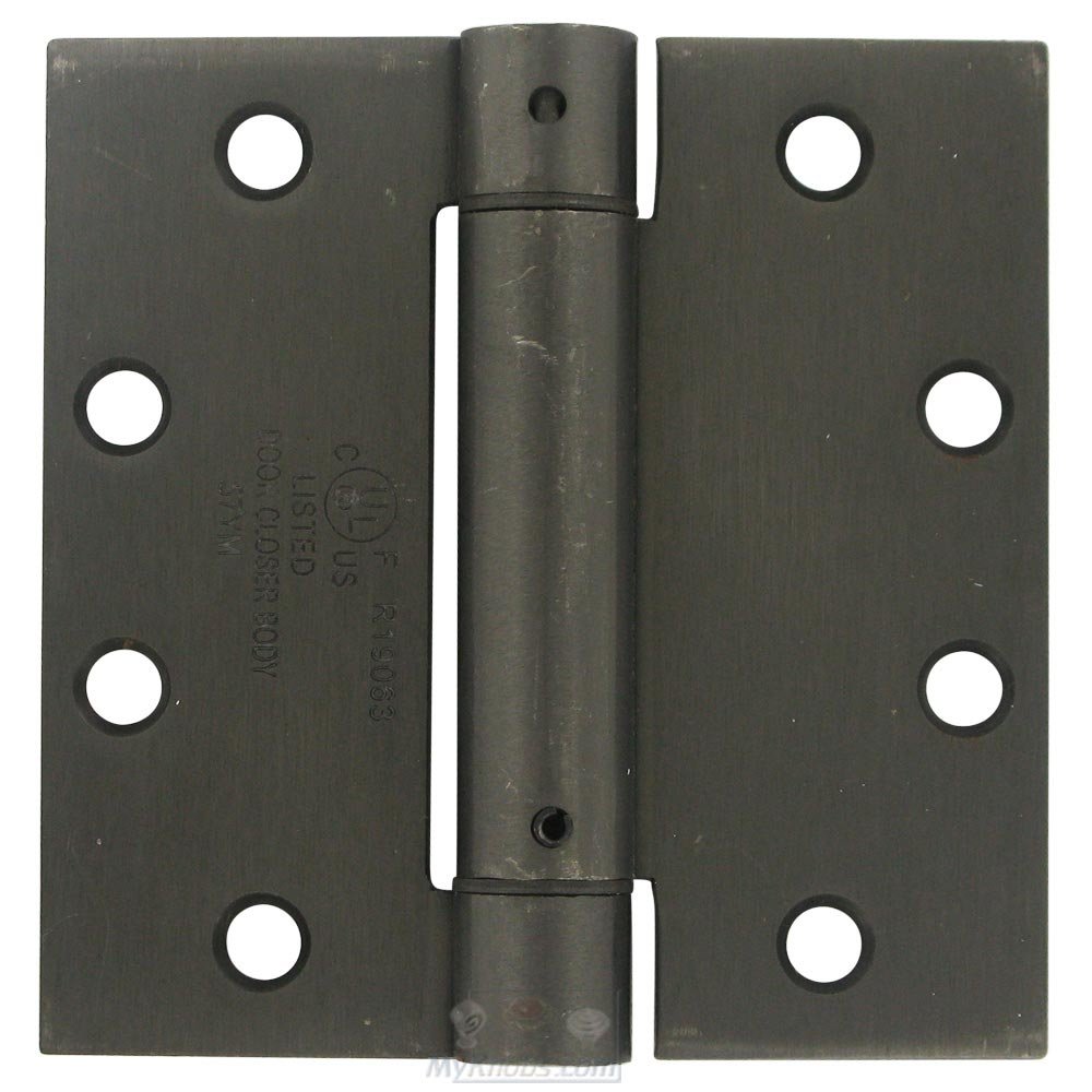 Deltana 4 1/2" x 4 1/2" Standard Square Spring Door Hinge (Sold Individually) in Antique Nickel
