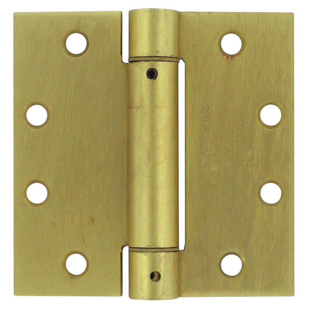 Deltana 4 1/2" x 4 1/2" Standard Square Spring Door Hinge (Sold Individually) in Brushed Brass