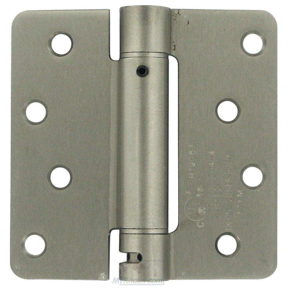 Deltana 4" x 4" 1/4" Radius Spring Door Hinge (Sold Individually) in Brushed Nickel