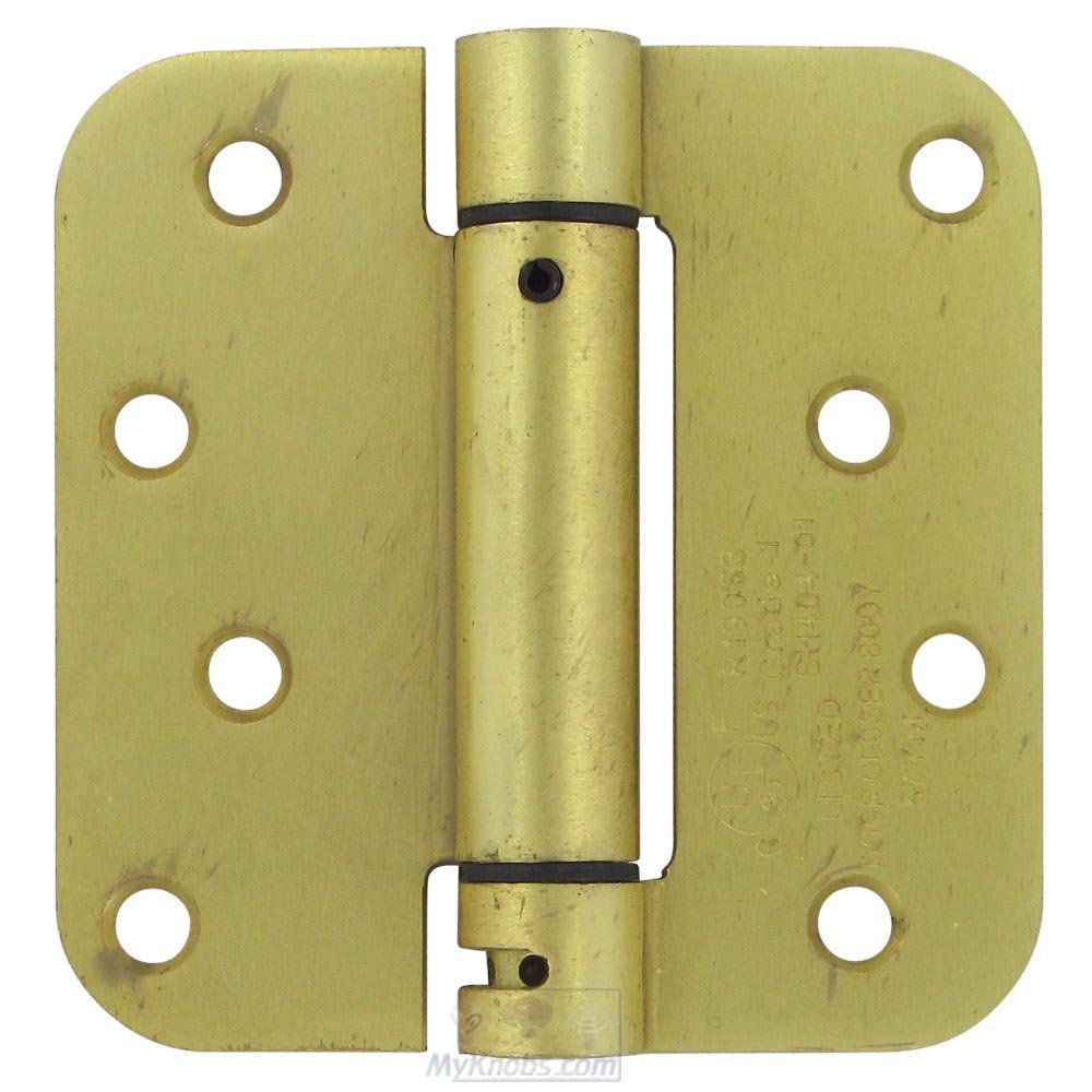 Deltana 4" x 4" 5/8" Radius Spring Door Hinge (Sold Individually) in Brushed Brass
