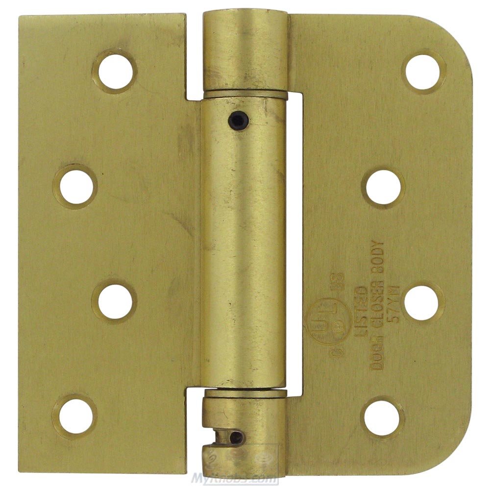 Deltana 4" x 4" 5/8" Radius/Square/Standard Spring Door Hinge (Sold Individually) in Brushed Brass