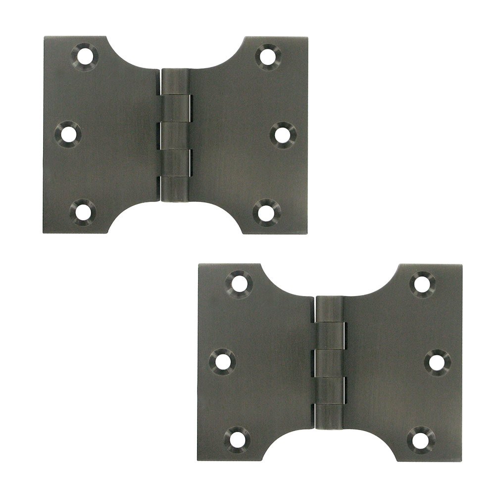 Deltana Solid Brass 3" x 4" Parliament Door Hinge (Sold as a Pair) in Antique Nickel