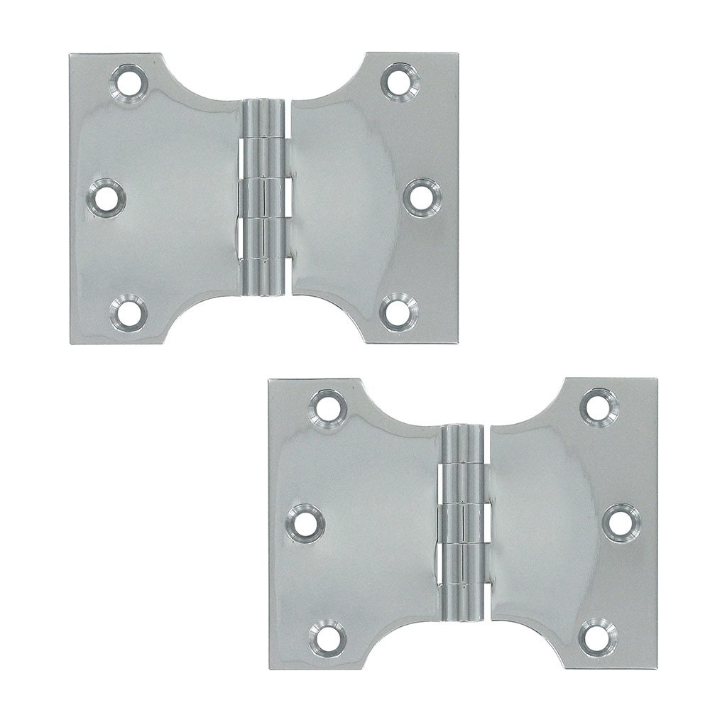 Deltana Solid Brass 3" x 4" Parliament Door Hinge (Sold as a Pair) in Polished Chrome