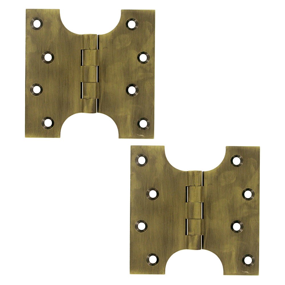 Deltana Solid Brass 4" x 4" Parliament Door Hinge (Sold as a Pair) in Antique Brass