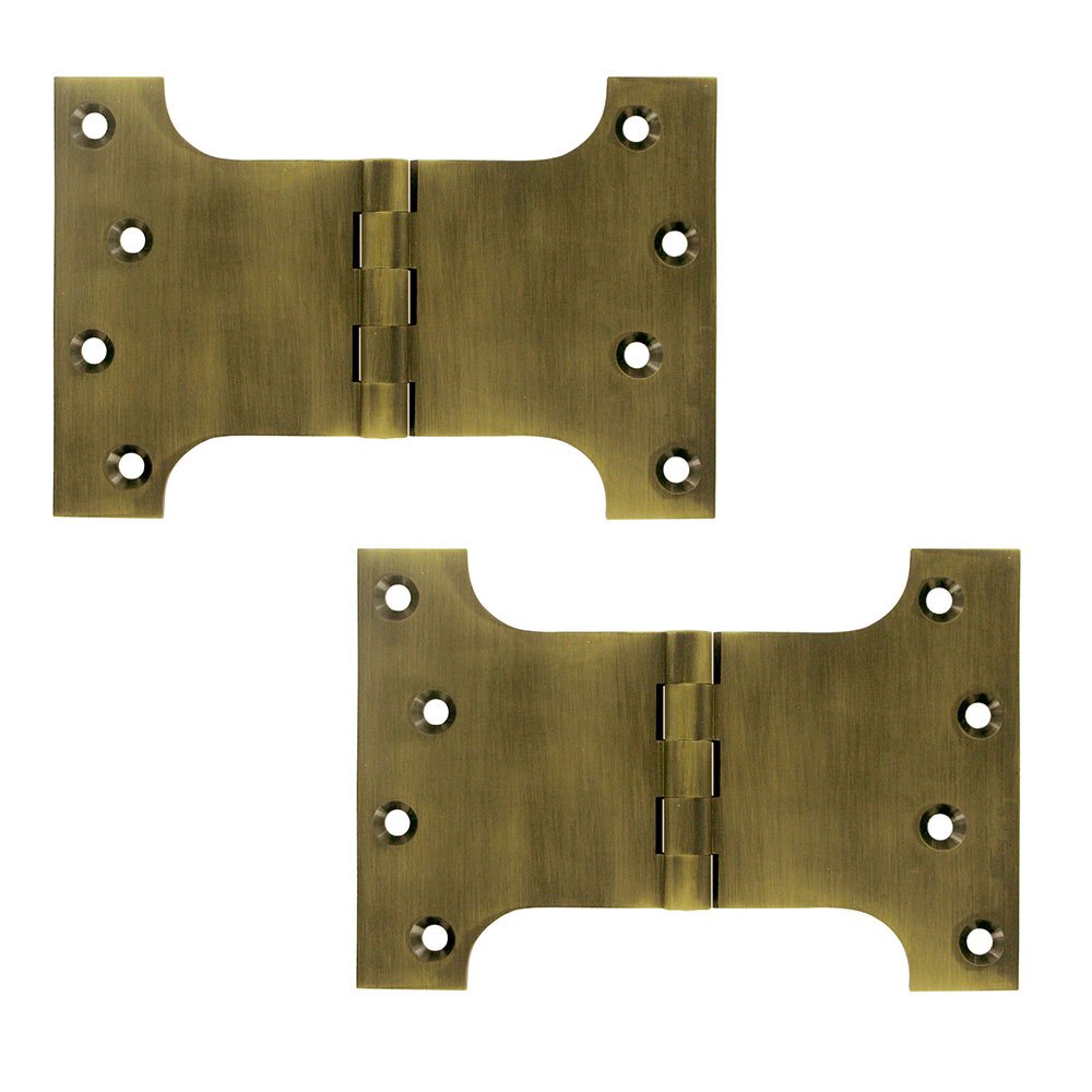 Deltana Solid Brass 4" x 6" Parliament Door Hinge (Sold as a Pair) in Antique Brass