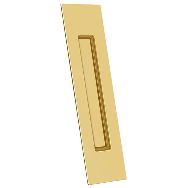 Deltana Solid Brass Rectangular Flush Pull in PVD Polished Brass