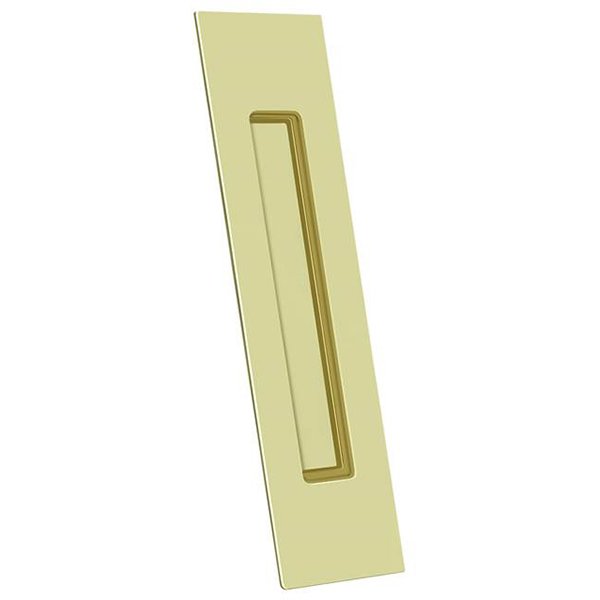 Deltana Solid Brass Rectangular Flush Pull in Polished Brass