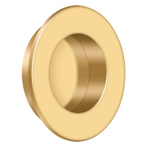 Deltana Solid Brass Round Flush Pull in PVD Polished Brass