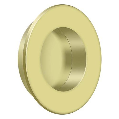 Deltana Solid Brass Round Flush Pull in Polished Brass