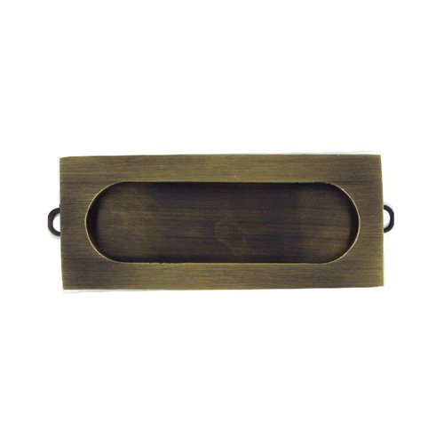 Deltana Solid Brass 3 1/8" x 15/16" Rectangle Flush Pull in Antique Brass