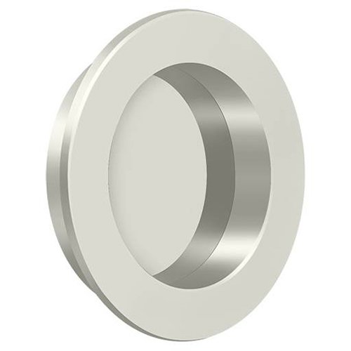 Deltana Solid Brass Round Flush Pull in Polished Nickel