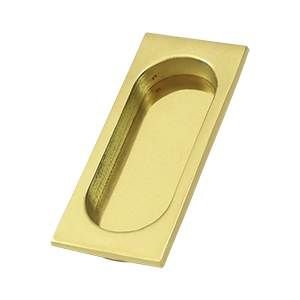 Deltana Solid Brass Large Flush Pull in Unlacquered Brass