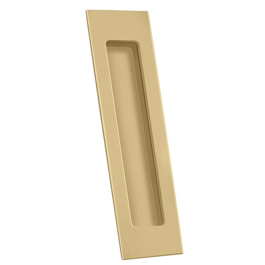 Deltana Solid Brass Rectangular Flush Pull in Brushed Brass