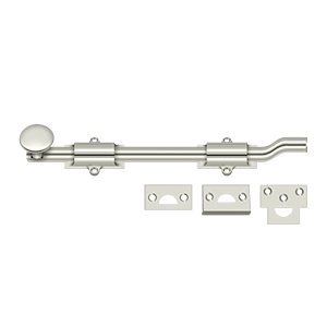 Deltana Solid Brass 10" Heavy Duty Surface Bolt with Off Set in Polished Nickel