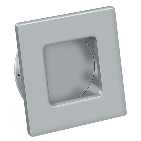 Deltana Solid Brass Square Flush Pull in Brushed Chrome