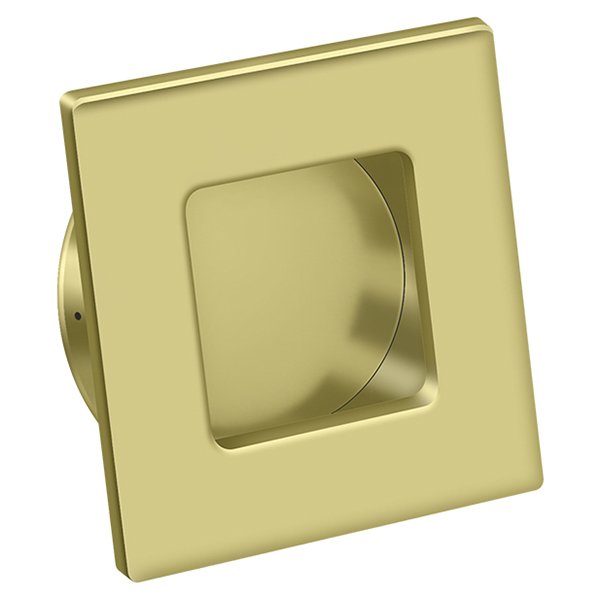 Deltana Solid Brass Square Flush Pull in Polished Brass