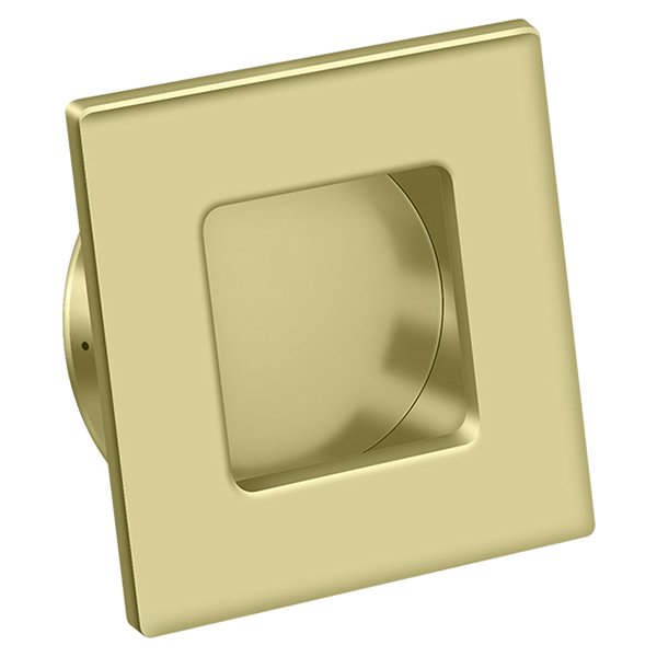 Deltana Solid Brass Square Flush Pull in Unlacquered Brass