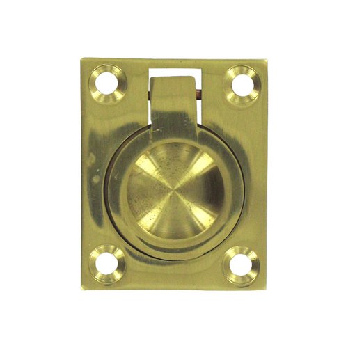 Deltana Solid Brass 1 3/4" x 1 3/8" Flush Ring Pull in Polished Brass