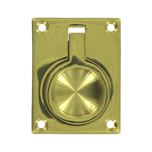 Deltana Solid Brass 2 1/2" x 1 7/8" Flush Ring Pull in Polished Brass