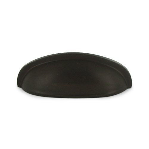 Deltana Solid Brass 3" Centers Elongated Shell Cup Pull in Oil Rubbed Bronze