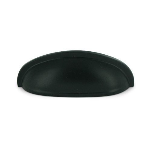 Deltana Solid Brass 3" Centers Elongated Shell Cup Pull in Paint Black