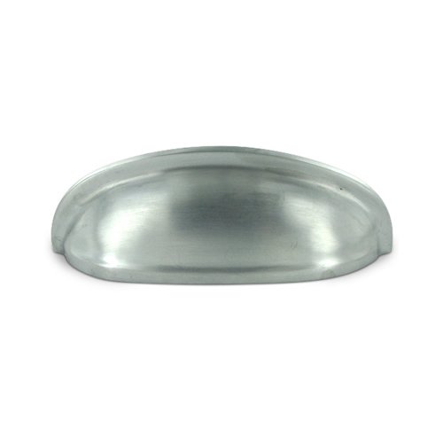Deltana Solid Brass 3" Centers Elongated Shell Cup Pull in Brushed Chrome
