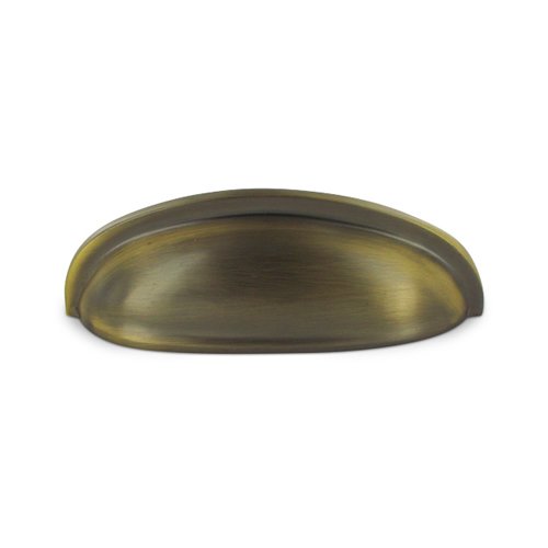 Deltana Solid Brass 3" Centers Elongated Shell Cup Pull in Antique Brass