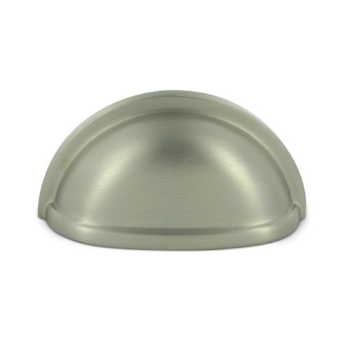 Deltana Solid Brass 3" Centers Oval Shell Cup Pull in Brushed Nickel