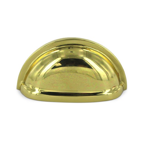 Deltana Solid Brass 3" Centers Oval Shell Cup Pull in Polished Brass