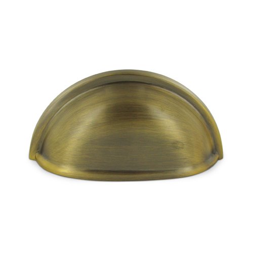 Deltana Solid Brass 3" Centers Oval Shell Cup Pull in Antique Brass