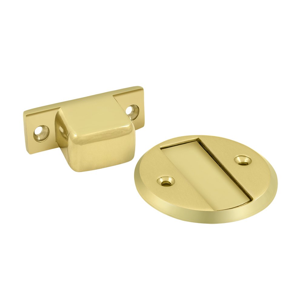 Deltana Magnetic Door Holder Flush 2.5" Diameter in Polished Brass
