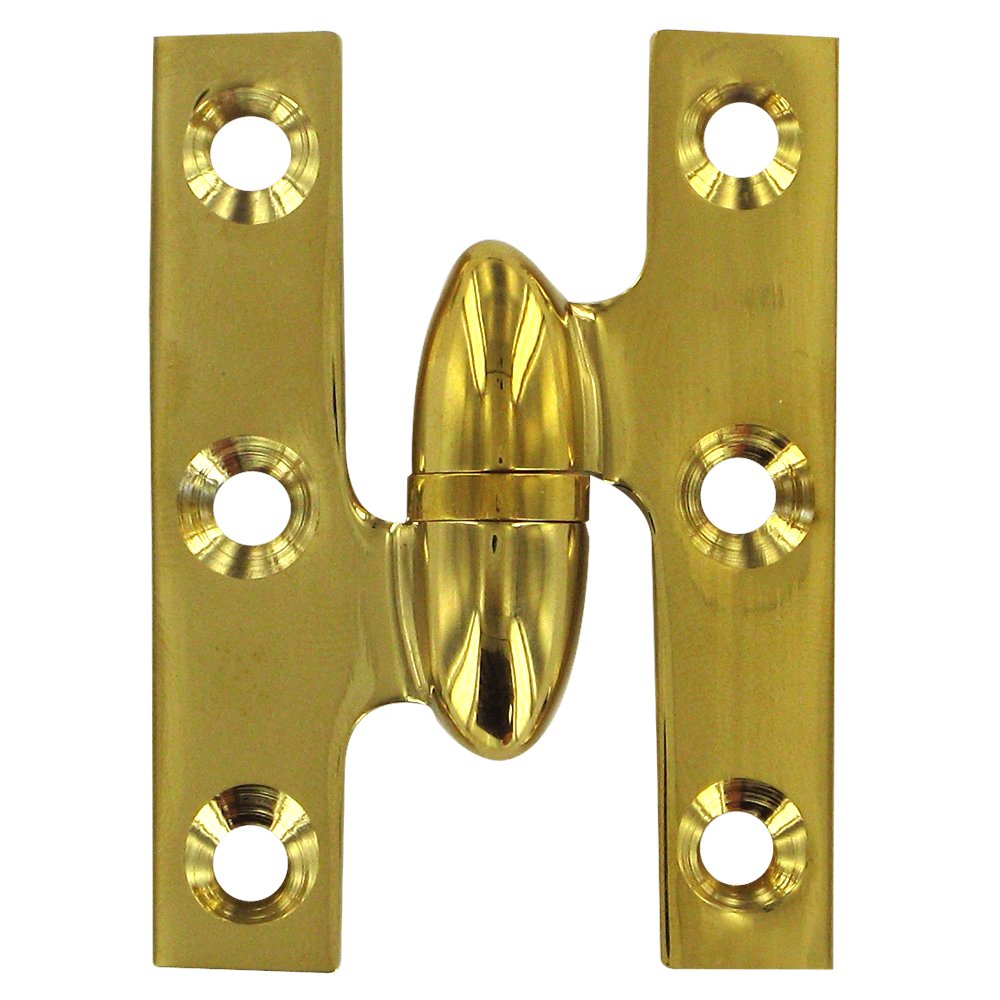 Deltana Solid Brass 2" x 1 1/2" Left Handed Olive Knuckle Hinge (Sold Individually) in PVD Brass