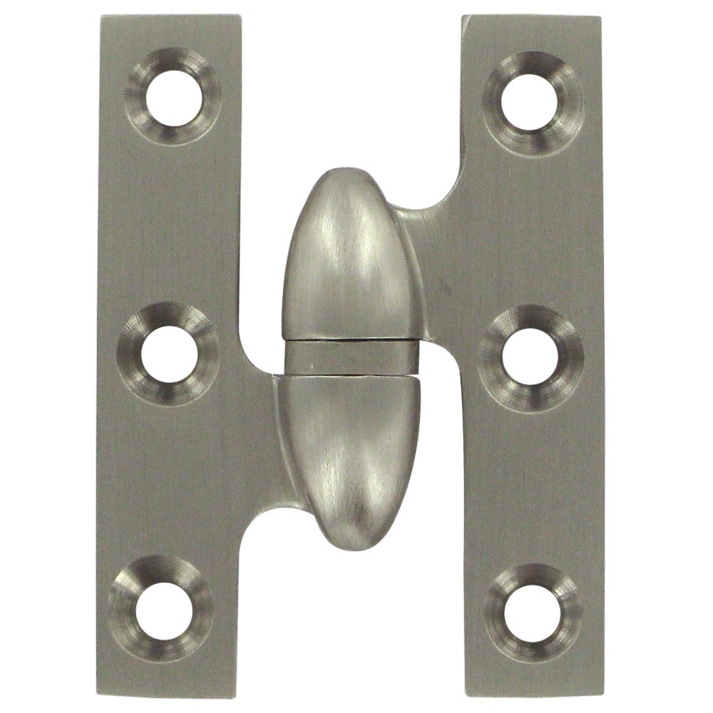 Deltana Solid Brass 2" x 1 1/2" Left Handed Olive Knuckle Hinge (Sold Individually) in Brushed Nickel