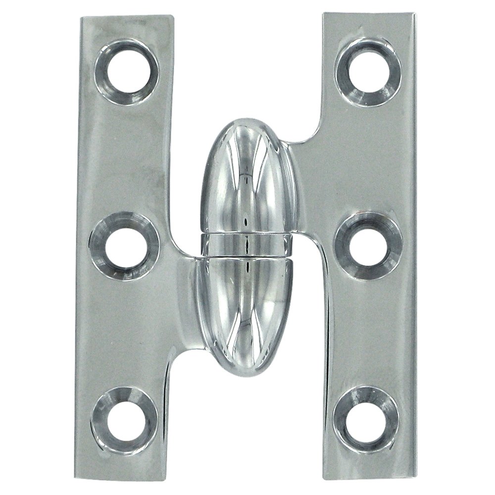 Deltana Solid Brass 2" x 1 1/2" Left Handed Olive Knuckle Hinge (Sold Individually) in Polished Chrome