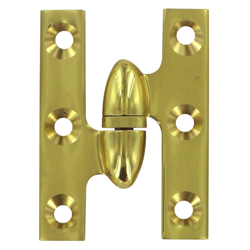 Deltana Solid Brass 2" x 1 1/2" Left Handed Olive Knuckle Hinge (Sold Individually) in Polished Brass