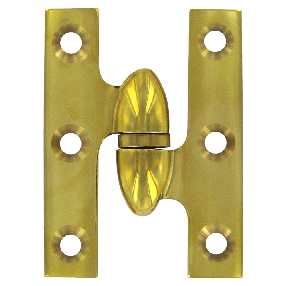 Deltana Solid Brass 2" x 1 1/2" Right Handed Olive Knuckle Hinge (Sold Individually) in Polished Brass Unlacquered