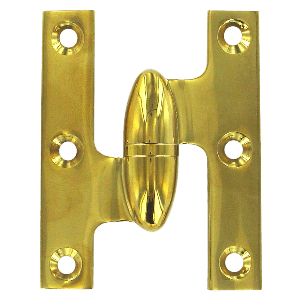 Deltana Solid Brass 2 1/2" x 2" Left Handed Olive Knuckle Hinge (Sold Individually) in PVD Brass