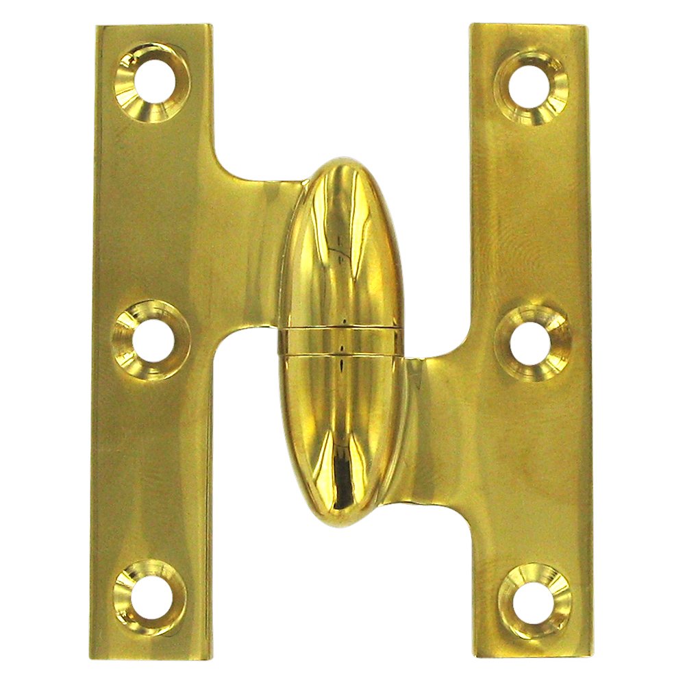 Deltana Solid Brass 2 1/2" x 2" Right Handed Olive Knuckle Hinge (Sold Individually) in PVD Brass