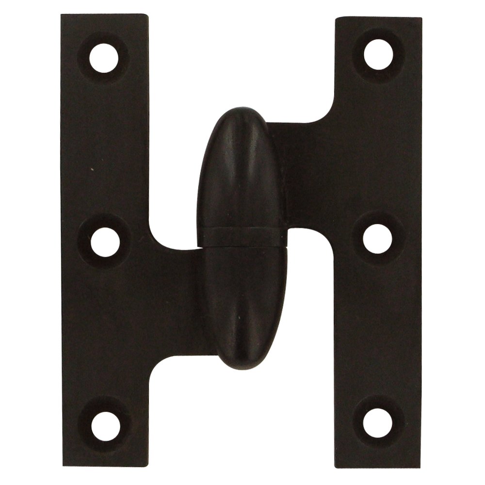 Deltana Solid Brass 2 1/2" x 2" Left Handed Olive Knuckle Hinge (Sold Individually) in Oil Rubbed Bronze