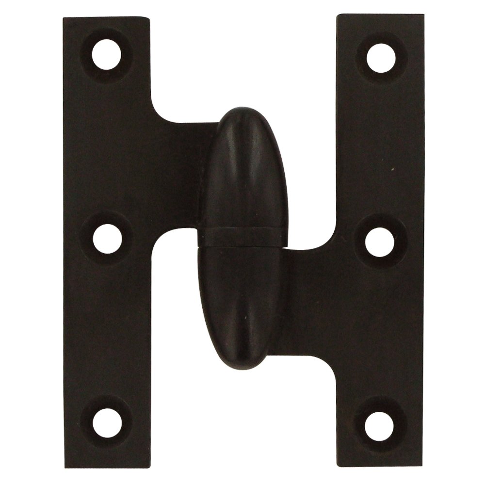 Deltana Solid Brass 2 1/2" x 2" Right Handed Olive Knuckle Hinge (Sold Individually) in Oil Rubbed Bronze