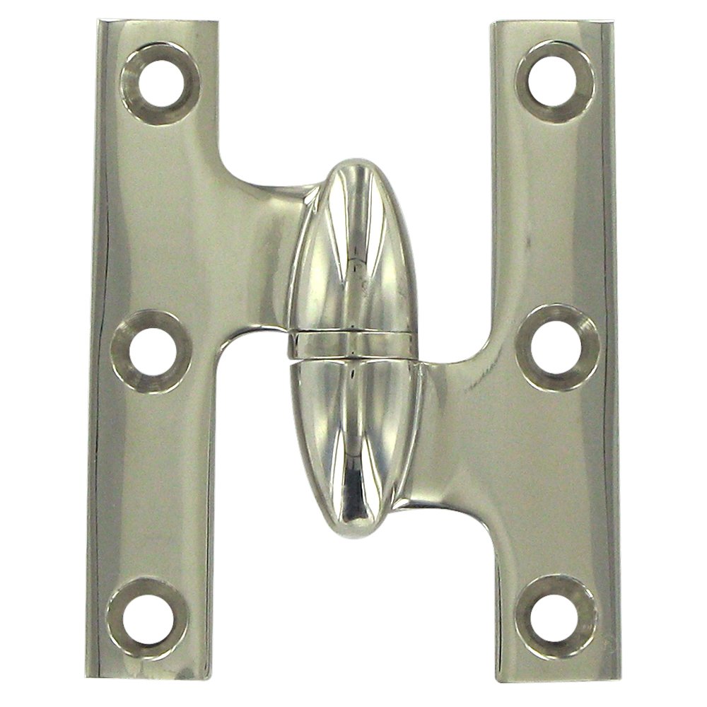 Deltana Solid Brass 2 1/2" x 2" Right Handed Olive Knuckle Hinge (Sold Individually) in Polished Nickel