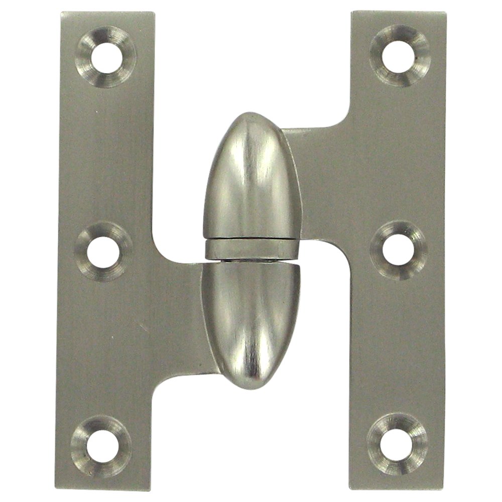 Deltana Solid Brass 2 1/2" x 2" Left Handed Olive Knuckle Hinge (Sold Individually) in Brushed Nickel