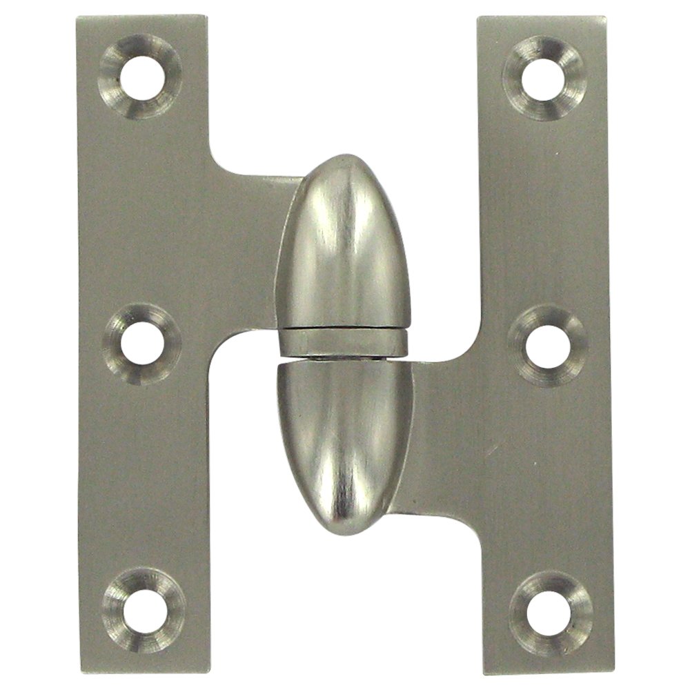Deltana Solid Brass 2 1/2" x 2" Right Handed Olive Knuckle Hinge (Sold Individually) in Brushed Nickel