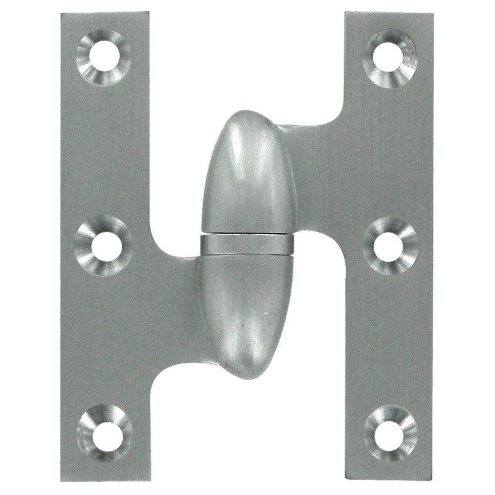 Deltana Solid Brass 2 1/2" x 2" Left Handed Olive Knuckle Hinge (Sold Individually) in Brushed Chrome