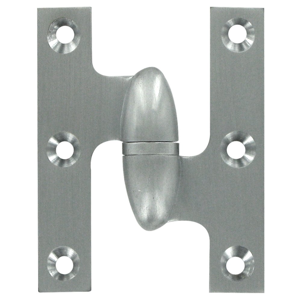 Deltana Solid Brass 2 1/2" x 2" Right Handed Olive Knuckle Hinge (Sold Individually) in Brushed Chrome