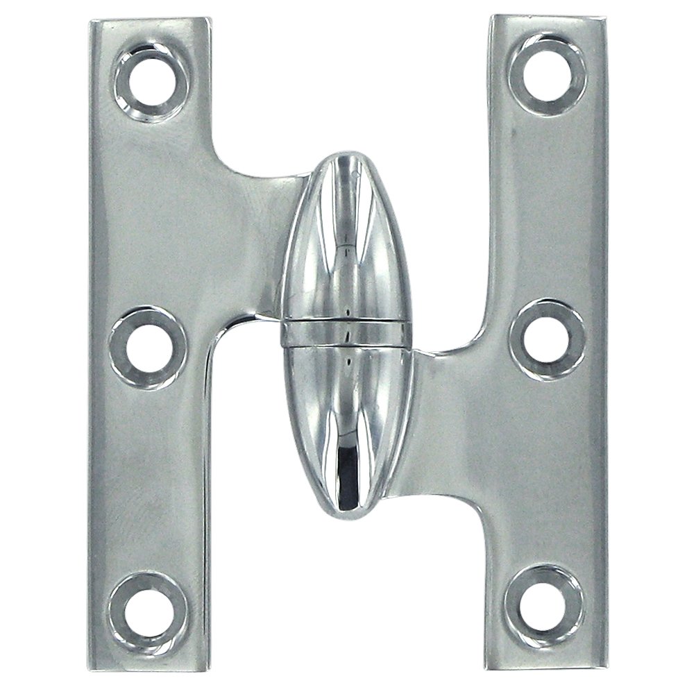 Deltana Solid Brass 2 1/2" x 2" Right Handed Olive Knuckle Hinge (Sold Individually) in Polished Chrome