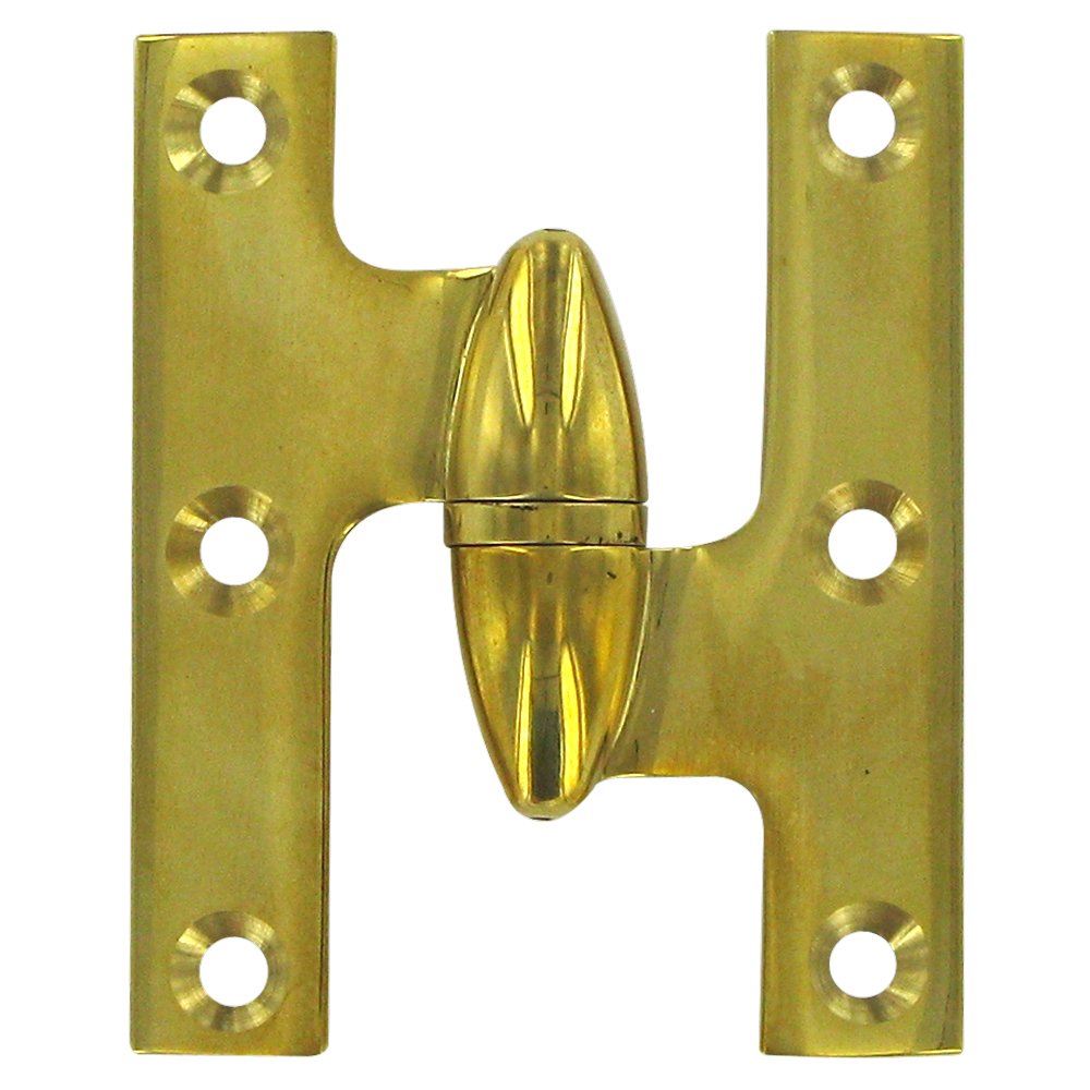 Deltana Solid Brass 2 1/2" x 2" Right Handed Olive Knuckle Hinge (Sold Individually) in Polished Brass Unlacquered