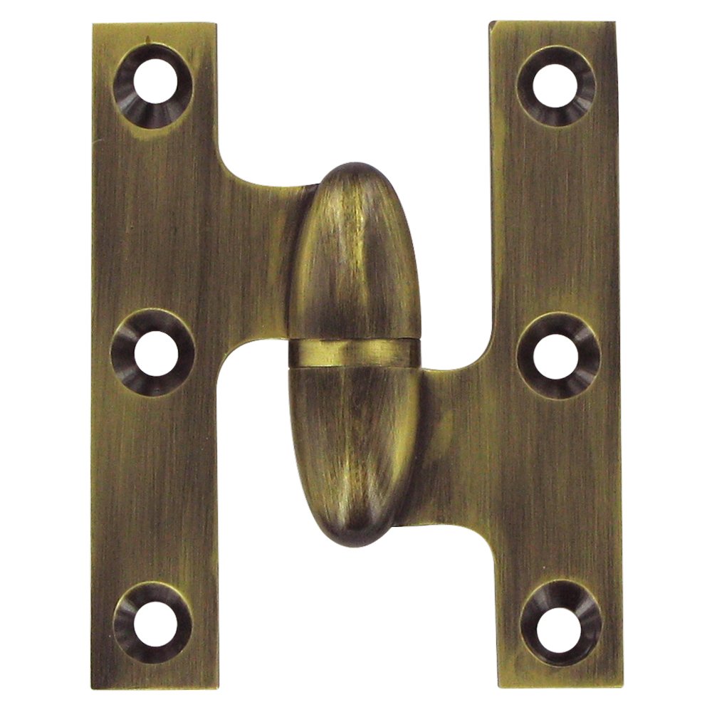 Deltana Solid Brass 2 1/2" x 2" Right Handed Olive Knuckle Hinge (Sold Individually) in Antique Brass